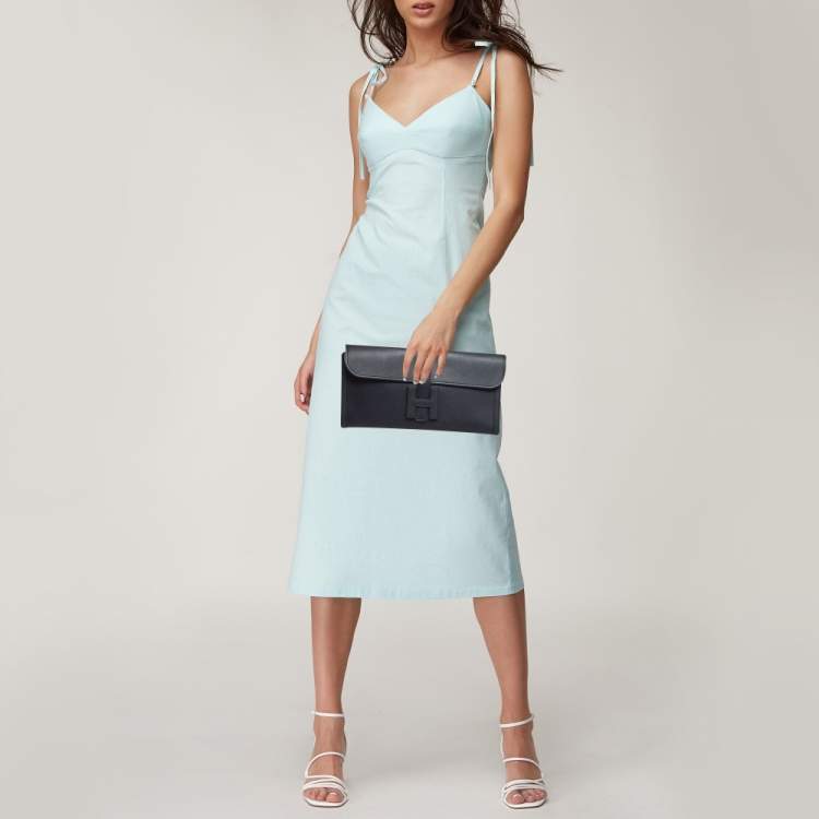 Pre Owned Hermes Bleu Indigo Swift Leather Elan Jige 29 Clutch