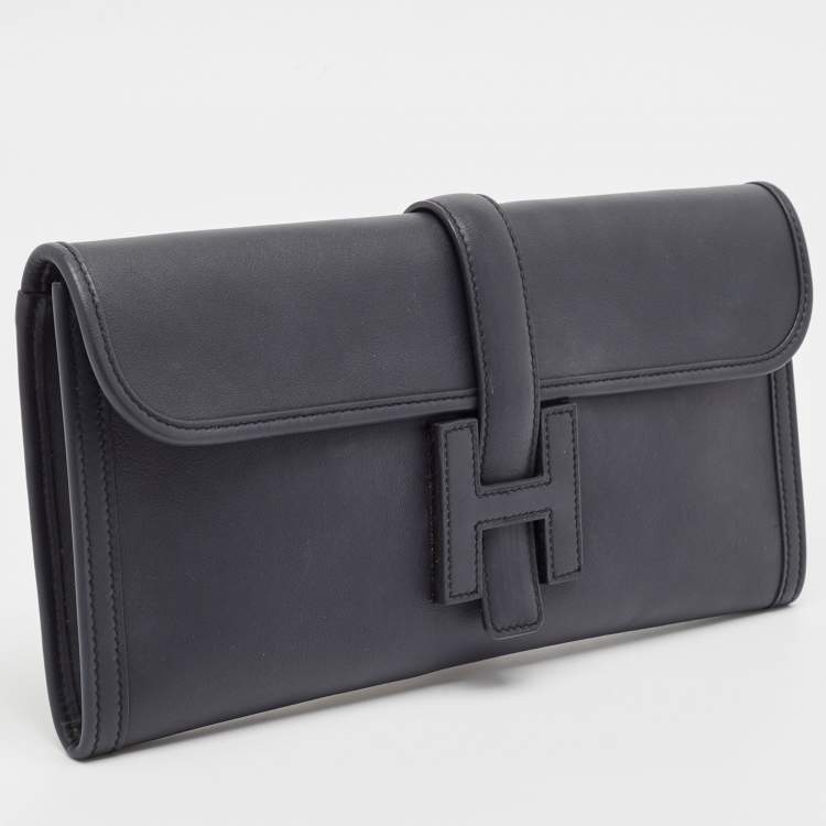 Pre Owned Hermes Bleu Indigo Swift Leather Elan Jige 29 Clutch