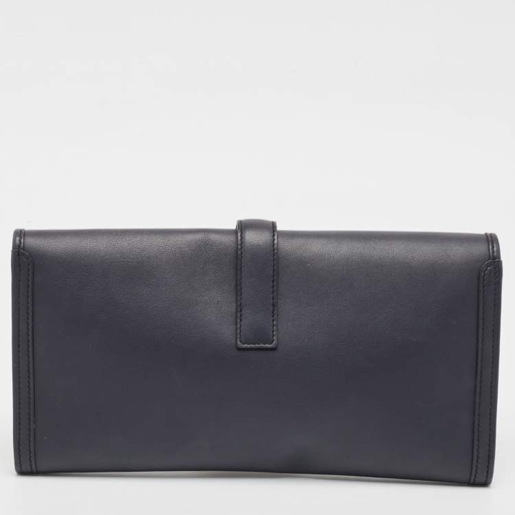 Pre Owned Hermes Bleu Indigo Swift Leather Elan Jige 29 Clutch