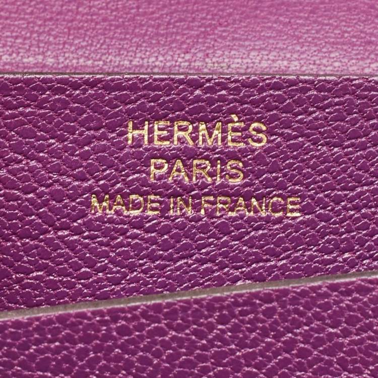 Pre Owned Hermes Anemone Chevre Chamkila Leather Bearn Card Holder
