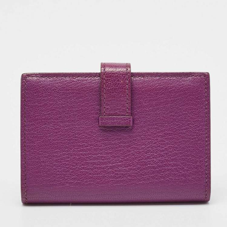 Pre Owned Hermes Anemone Chevre Chamkila Leather Bearn Card Holder