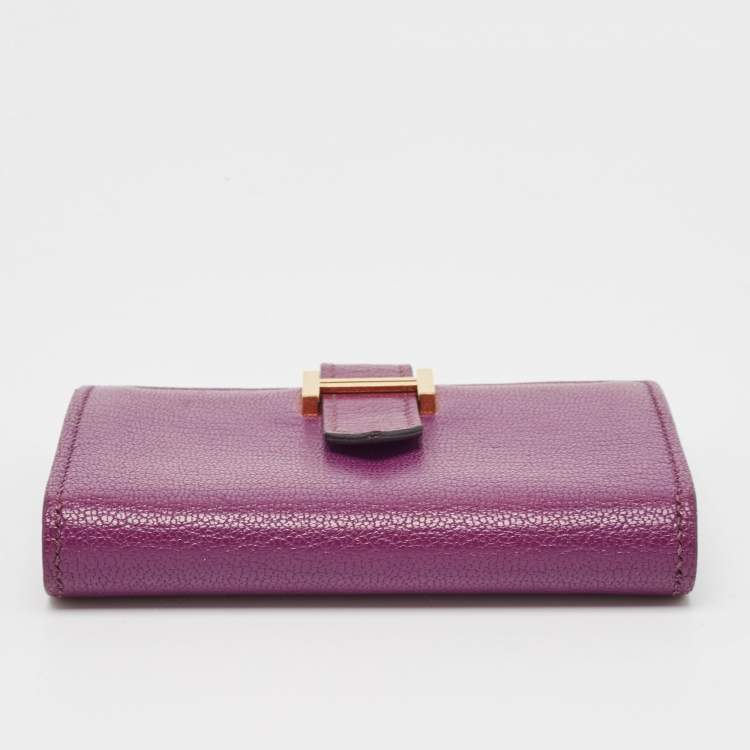 Pre Owned Hermes Anemone Chevre Chamkila Leather Bearn Card Holder