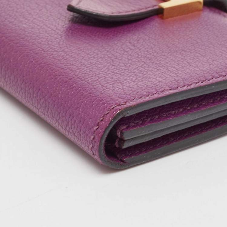 Pre Owned Hermes Anemone Chevre Chamkila Leather Bearn Card Holder