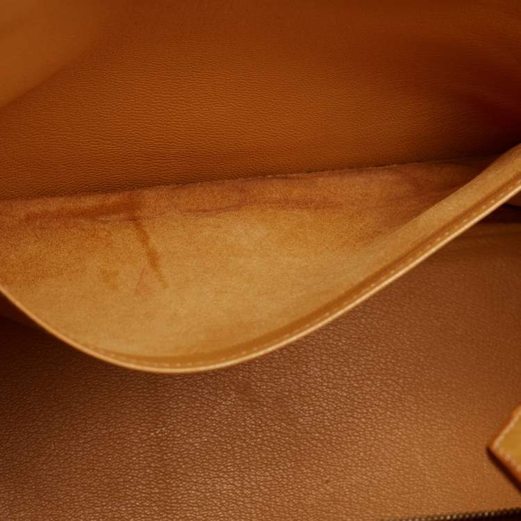 Pre Owned Hermes Saffron Ostrich Gold Finish Birkin 35 Bag