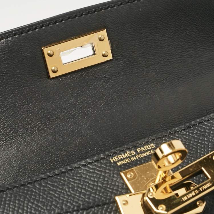مملوكة مسبقًا Hermes Noir Epsom Leather Gold Finish Mini Kelly II Sellier 20 Bag