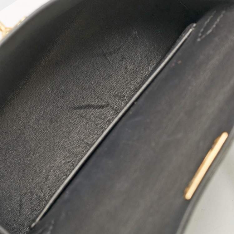 مملوكة مسبقًا Hermes Noir Epsom Leather Gold Finish Mini Kelly II Sellier 20 Bag