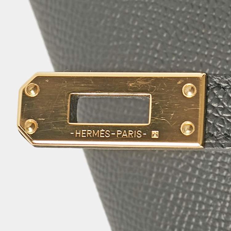 مملوكة مسبقًا Hermes Noir Epsom Leather Gold Finish Mini Kelly II Sellier 20 Bag