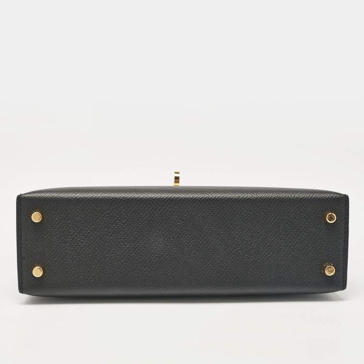مملوكة مسبقًا Hermes Noir Epsom Leather Gold Finish Mini Kelly II Sellier 20 Bag