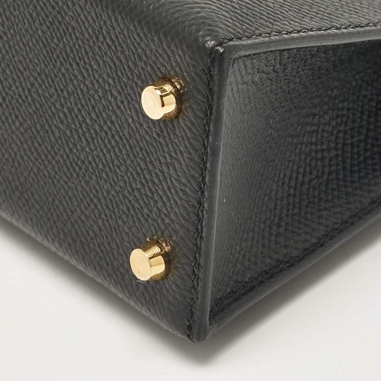 مملوكة مسبقًا Hermes Noir Epsom Leather Gold Finish Mini Kelly II Sellier 20 Bag