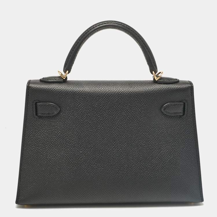 مملوكة مسبقًا Hermes Noir Epsom Leather Gold Finish Mini Kelly II Sellier 20 Bag