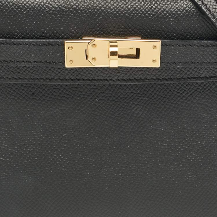 مملوكة مسبقًا Hermes Noir Epsom Leather Gold Finish Mini Kelly II Sellier 20 Bag
