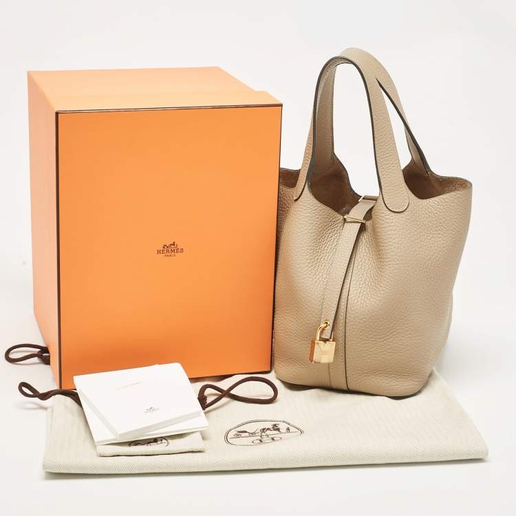 Pre Owned Hermes Trench Taurillon Clemence Leather Picotin Lock 18 Bag