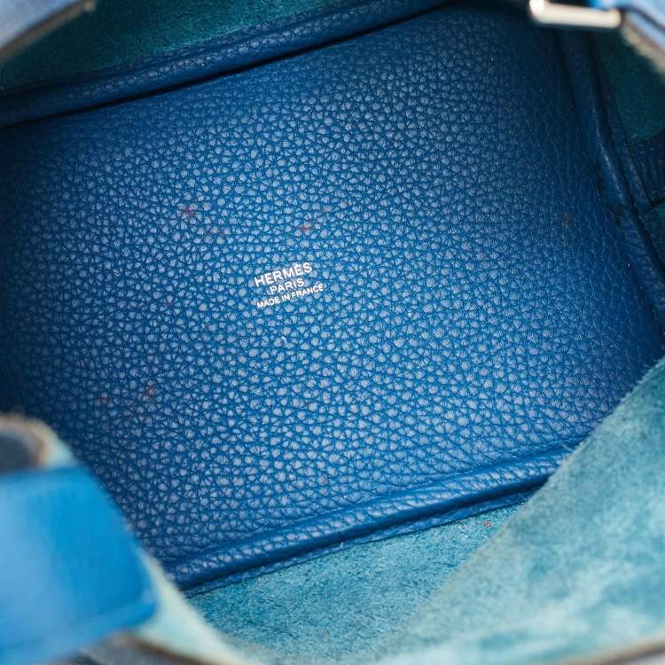 Pre Owned Hermes Bleu Zellige Taurillon Clemence Leather Picotin Lock 18 Bag
