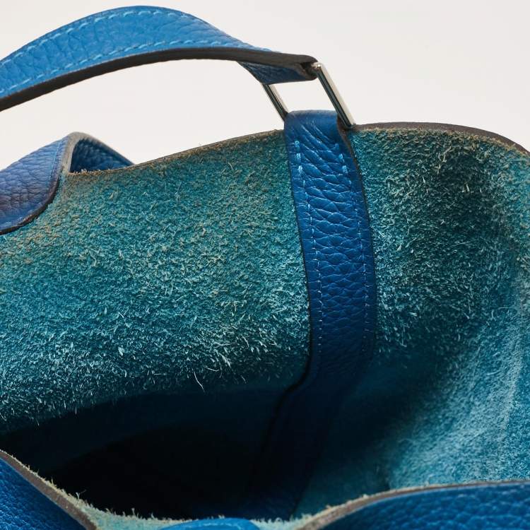 Pre Owned Hermes Bleu Zellige Taurillon Clemence Leather Picotin Lock 18 Bag