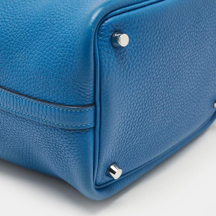 Pre Owned Hermes Bleu Zellige Taurillon Clemence Leather Picotin Lock 18 Bag