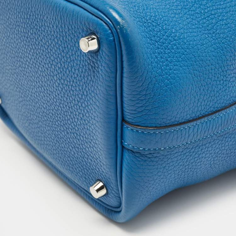 Pre Owned Hermes Bleu Zellige Taurillon Clemence Leather Picotin Lock 18 Bag