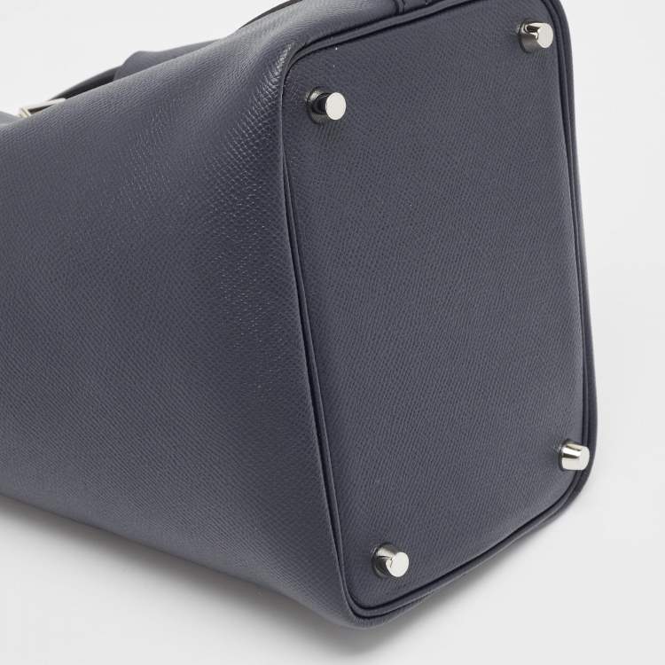 Pre Owned Hermès Bleu Indigo/Terre Battue/Noir Epsom Leather Picotin Lock Tressage 18 Bag