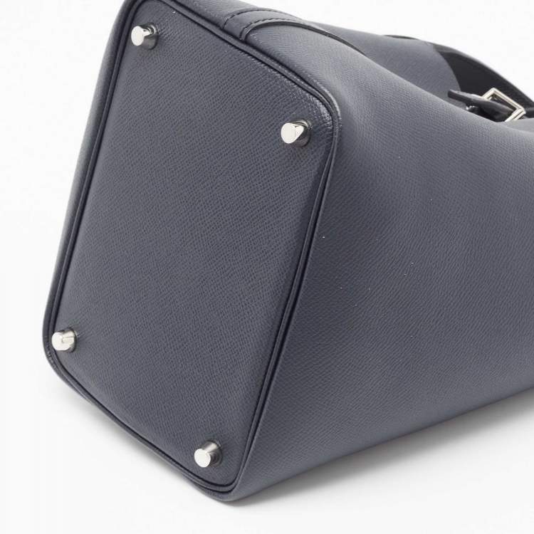 Pre Owned Hermès Bleu Indigo/Terre Battue/Noir Epsom Leather Picotin Lock Tressage 18 Bag