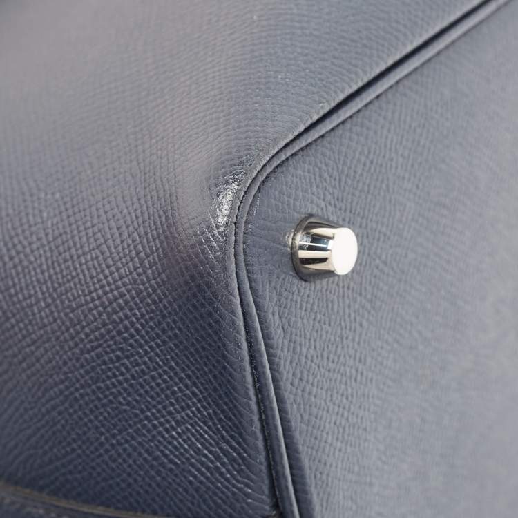 Pre Owned Hermès Bleu Indigo/Terre Battue/Noir Epsom Leather Picotin Lock Tressage 18 Bag