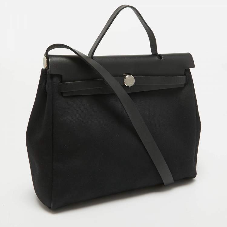 Pre Owned Hermes Natural/Noir Toile and  Vache Hunter 2in1 Herbag Zip 31 Bag