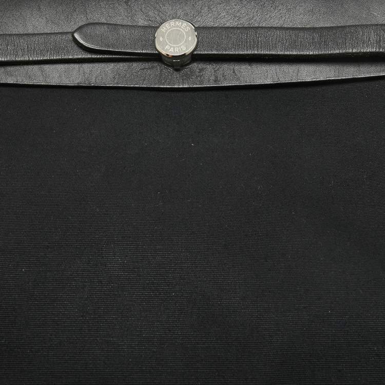 Pre Owned Hermes Natural/Noir Toile and  Vache Hunter 2in1 Herbag Zip 31 Bag