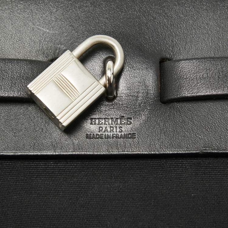 Pre Owned Hermes Natural/Noir Toile and  Vache Hunter 2in1 Herbag Zip 31 Bag