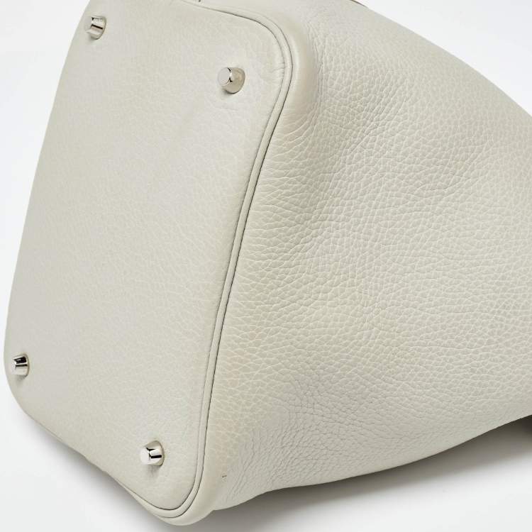 Pre Owned Hermes Pearl Grey Taurillon Clemence Leather Picotin Lock 22 Bag