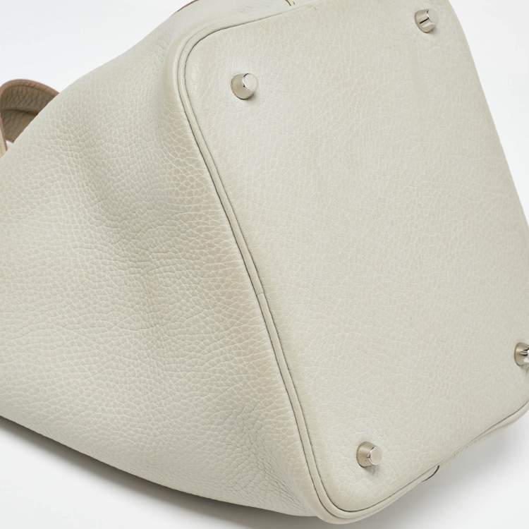 Pre Owned Hermes Pearl Grey Taurillon Clemence Leather Picotin Lock 22 Bag
