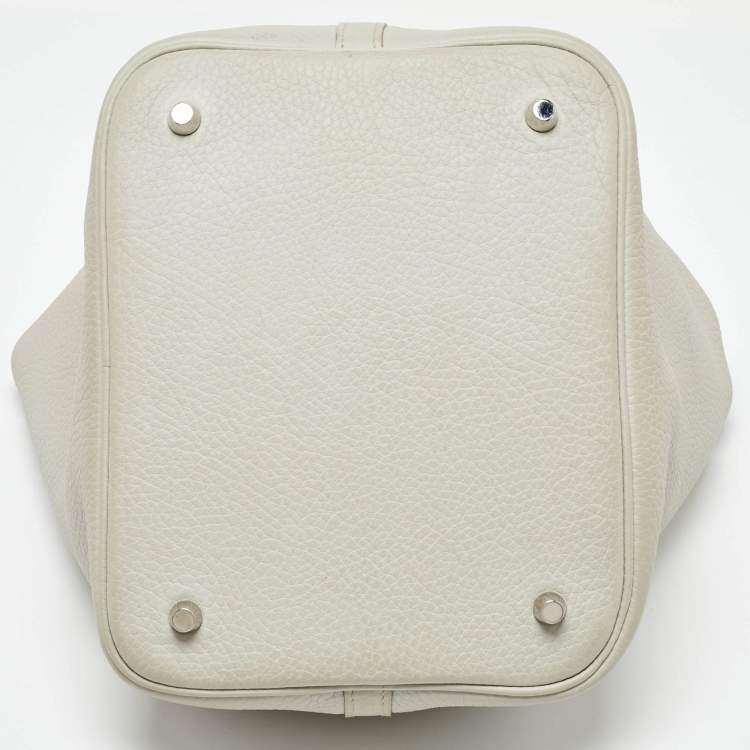 Pre Owned Hermes Pearl Grey Taurillon Clemence Leather Picotin Lock 22 Bag