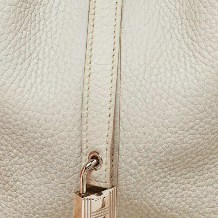 Pre Owned Hermes Pearl Grey Taurillon Clemence Leather Picotin Lock 22 Bag