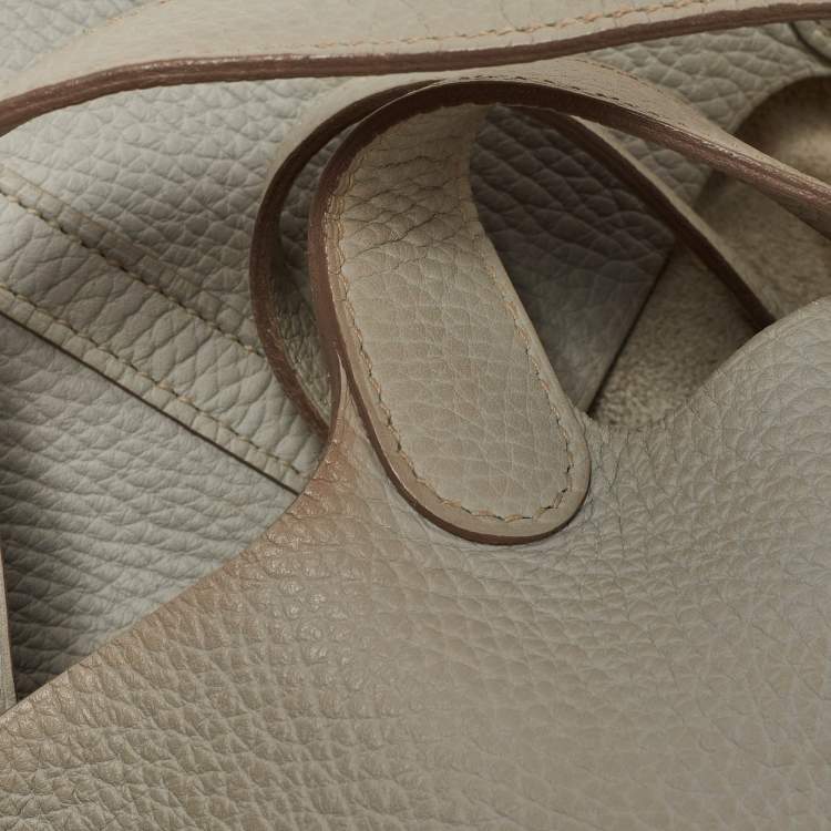 Pre Owned Hermes Pearl Grey Taurillon Clemence Leather Picotin Lock 22 Bag