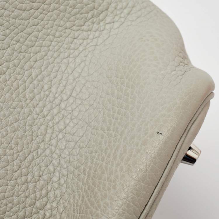 Pre Owned Hermes Pearl Grey Taurillon Clemence Leather Picotin Lock 22 Bag