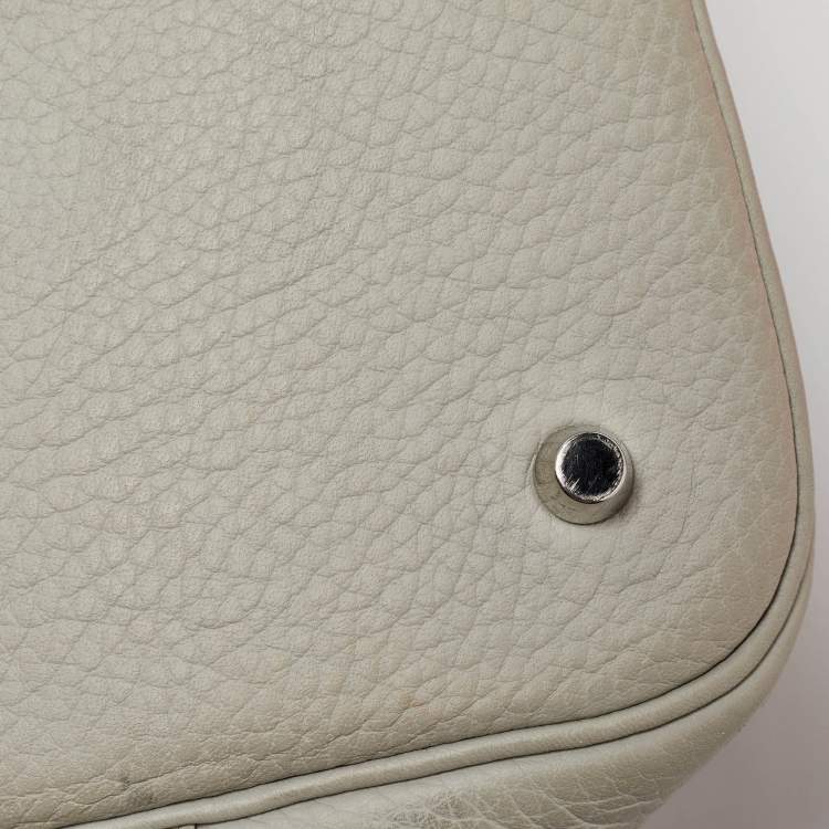 Pre Owned Hermes Pearl Grey Taurillon Clemence Leather Picotin Lock 22 Bag