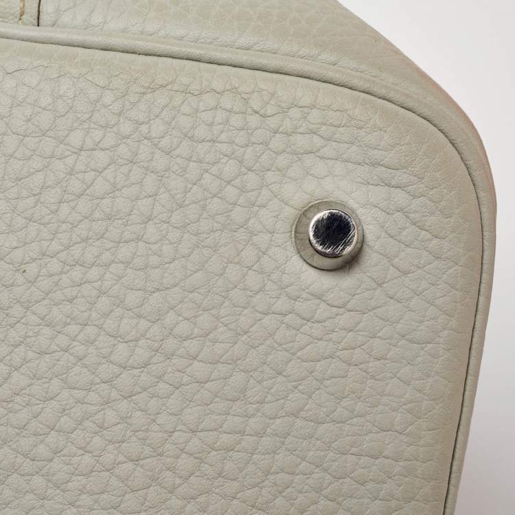 Pre Owned Hermes Pearl Grey Taurillon Clemence Leather Picotin Lock 22 Bag