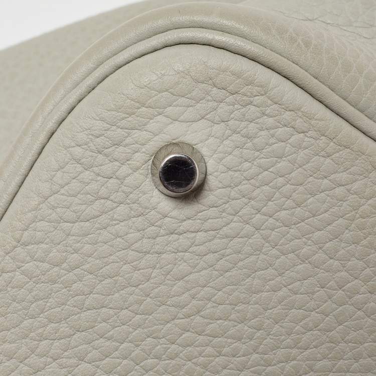 Pre Owned Hermes Pearl Grey Taurillon Clemence Leather Picotin Lock 22 Bag