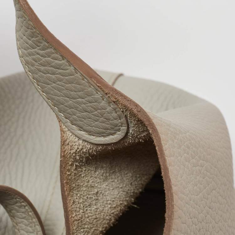 Pre Owned Hermes Pearl Grey Taurillon Clemence Leather Picotin Lock 22 Bag