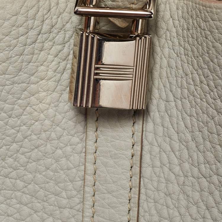 Pre Owned Hermes Pearl Grey Taurillon Clemence Leather Picotin Lock 22 Bag