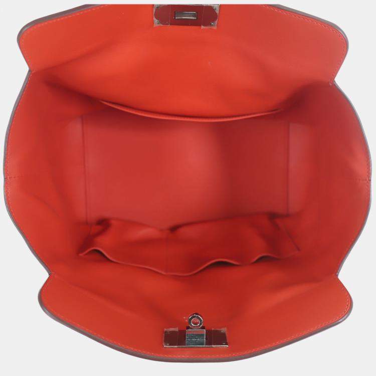 Pre Owned Hermes Red Orange Swift Calfskin Toolbox 26 Bag