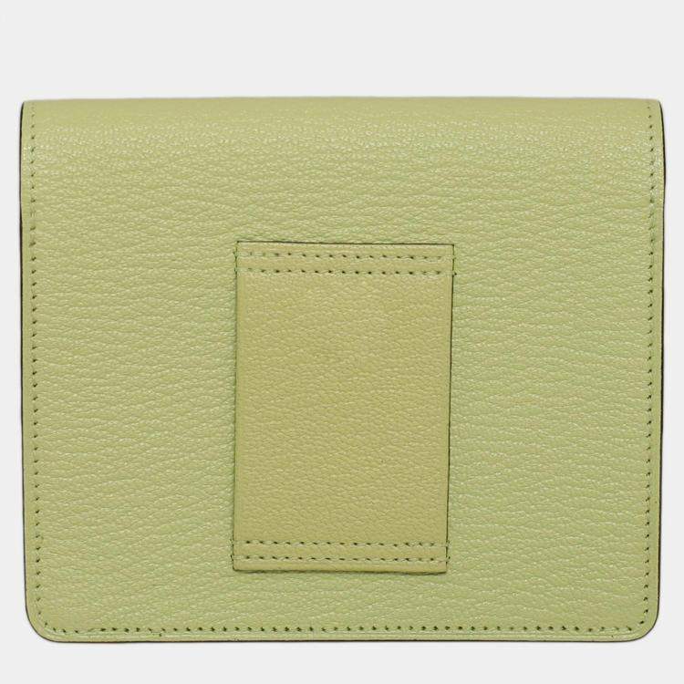 Pre Owned Hermes Jaune Bourgeon Chevre Roulis Slim Wallet