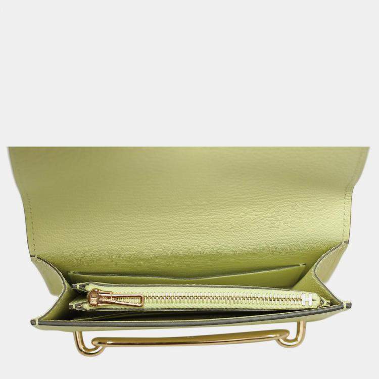 Pre Owned Hermes Jaune Bourgeon Chevre Roulis Slim Wallet