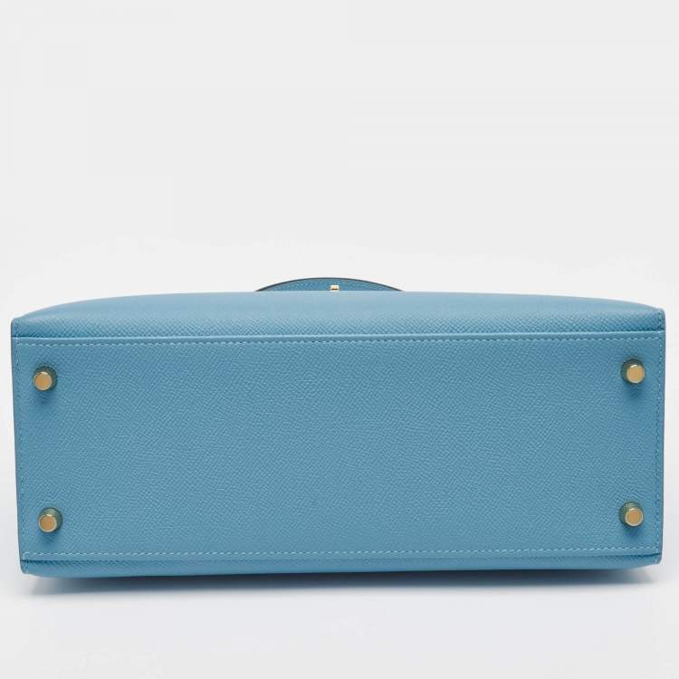 Pre Owned Hermès Blue Du Nord Epsom Leather Gold Finish Kelly Sellier 28 Bag
