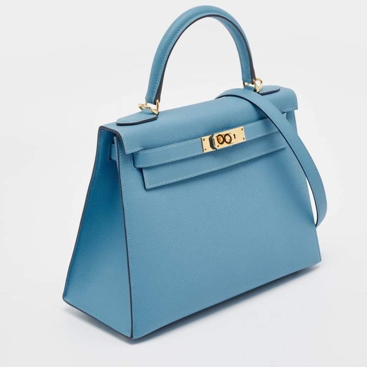 Pre Owned Hermès Blue Du Nord Epsom Leather Gold Finish Kelly Sellier 28 Bag