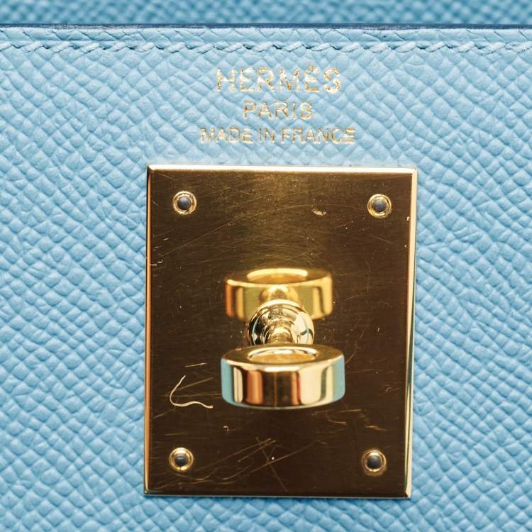 Pre Owned Hermès Blue Du Nord Epsom Leather Gold Finish Kelly Sellier 28 Bag