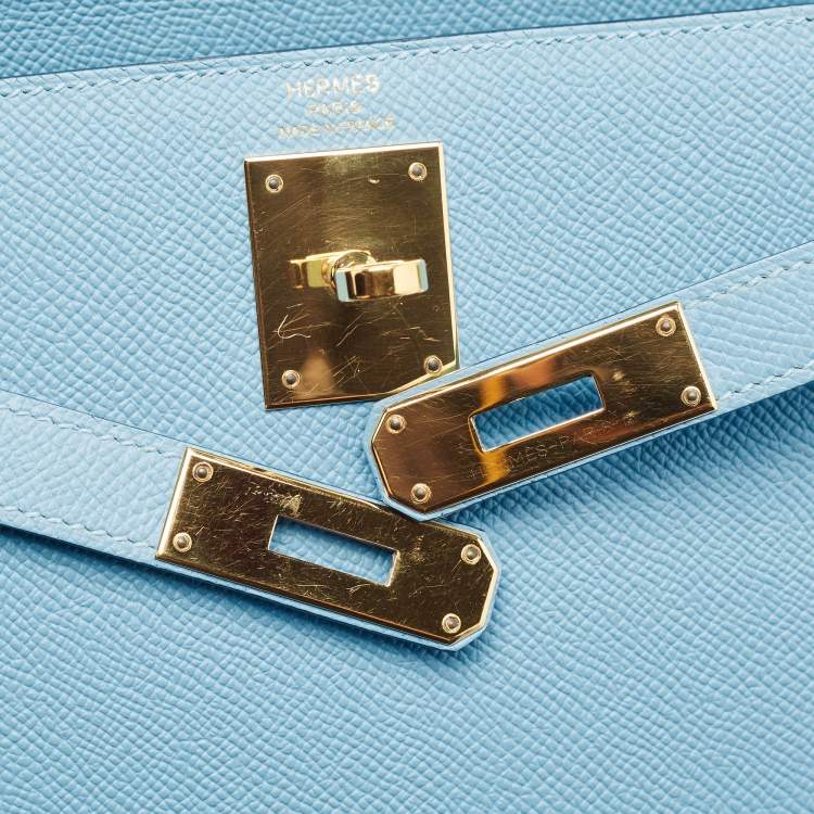 Pre Owned Hermès Blue Du Nord Epsom Leather Gold Finish Kelly Sellier 28 Bag