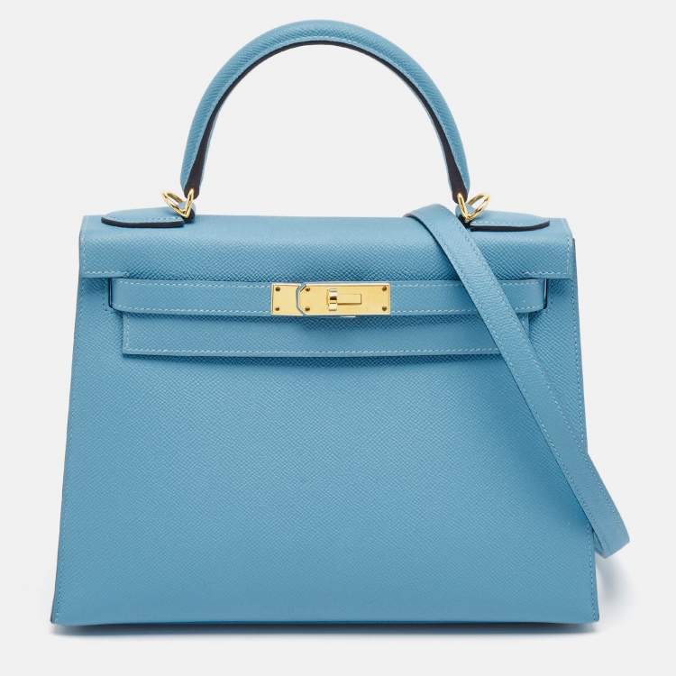 Pre Owned Hermès Blue Du Nord Epsom Leather Gold Finish Kelly Sellier 28 Bag