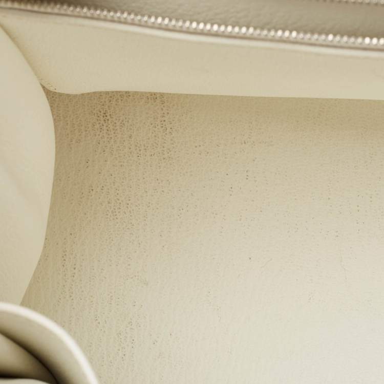 Pre Owned Hermes Blanc Epsom Leather Palladium Finish Kelly Sellier 28 Bag