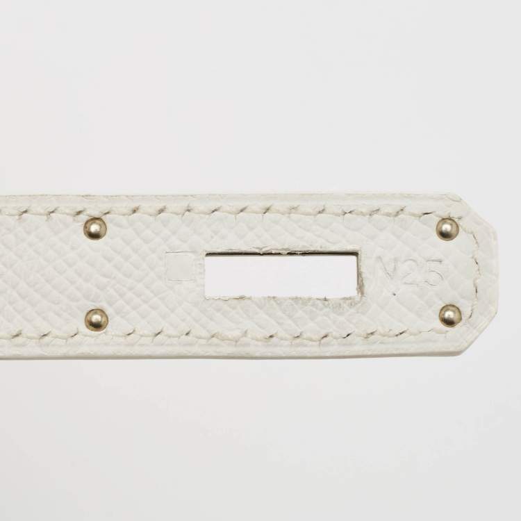 Pre Owned Hermes Blanc Epsom Leather Palladium Finish Kelly Sellier 28 Bag