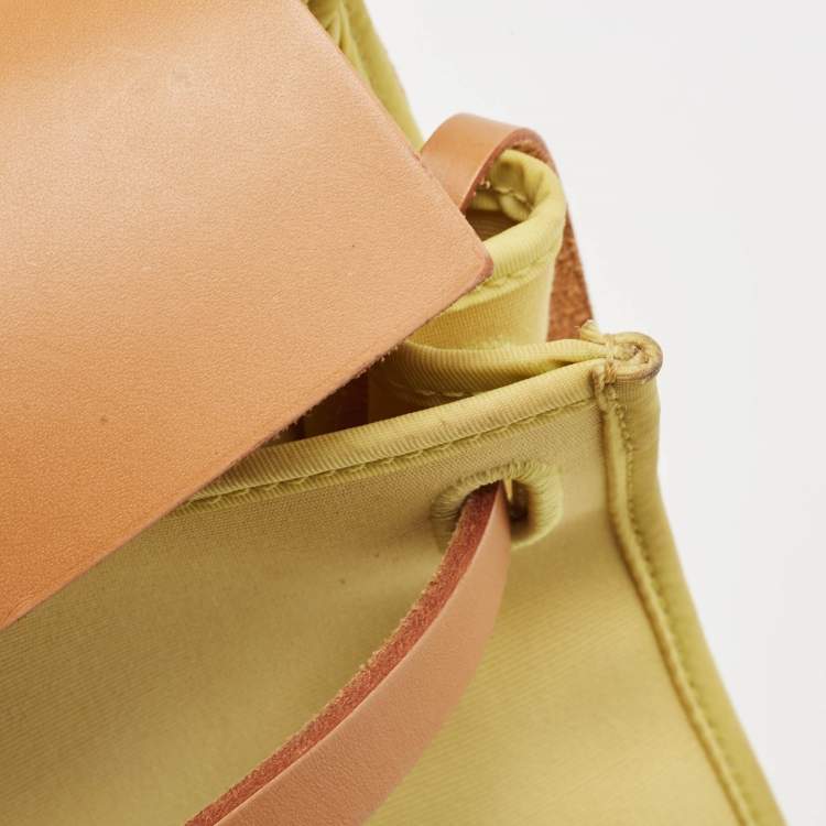 Pre Owned Hermes Lime/Natural Toile and Vache Hunter Herbag Zip 31 Bag