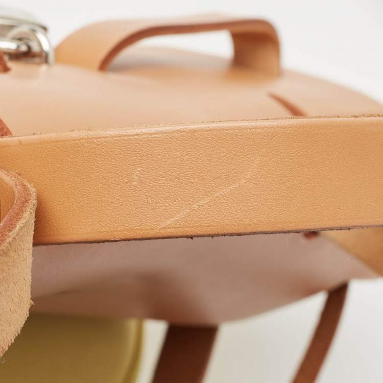 Pre Owned Hermes Lime/Natural Toile and Vache Hunter Herbag Zip 31 Bag