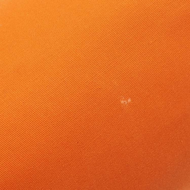 Pre Owned Hermes Orange/Natural Toile and Vache Hunter Leather Herbag Zip 39 Bag